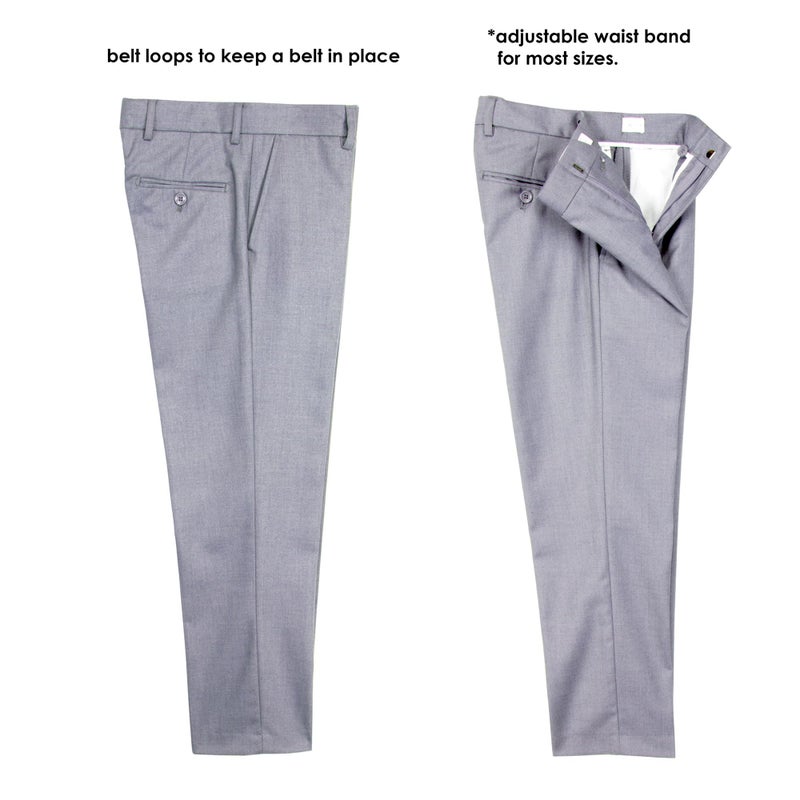 Spring Notion Boys' Flat Front Dress Pants 5 Light Grey - Image 4